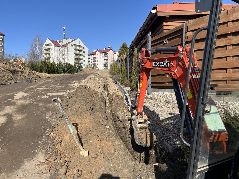 Prace ziemne , Uslugi Minikoparką ,Wykopy liniowe ,Przeciski