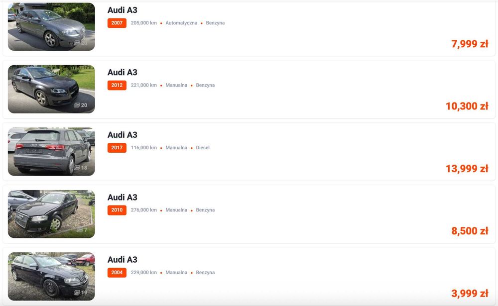 Audi A3, 2.0b 150hp, przebieg UDOKUMENTOWANY