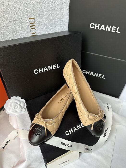 Baleriny chanel beige leather