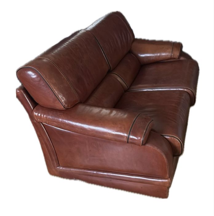 Sofa de pele de buffalo de dois lugares e uma poltrona