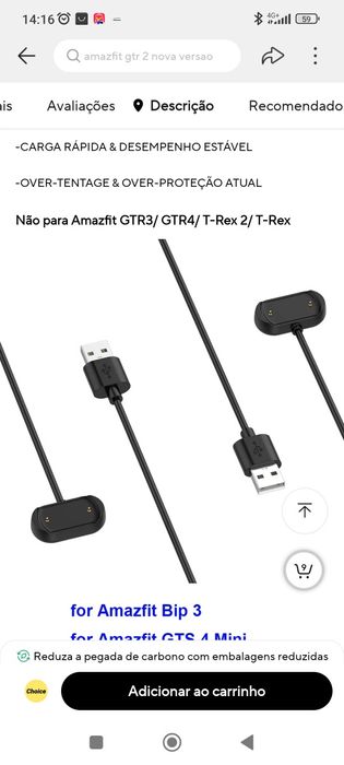 Carregador para Amazfit 14mm entre pinos
Mini, Bi