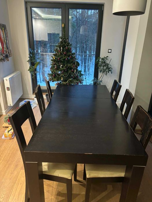 Stół rozkładany, fornir