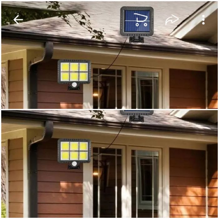 Holofotes de 120 led com Luz solar e sensor movimento á prova de água