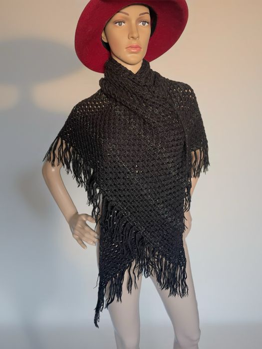 Chusta szal czarna boho retro vintage