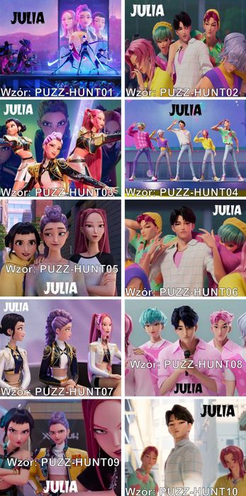 Kpop DEMON HUNTERS Huntrix SAJA BOYS puzzle A3 A4 personalizowane