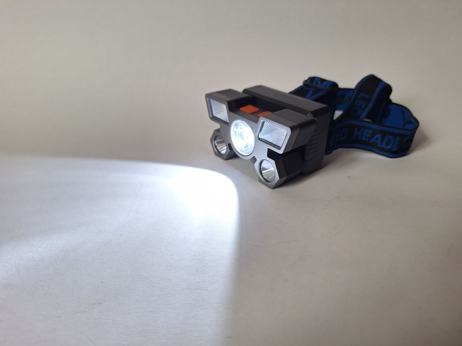 nowa lampka latarka czołowa, USB, niebieska