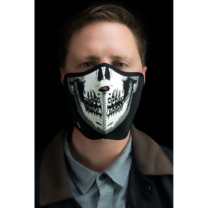 zan headgear half face mask glow-in-the-dark skull one size 25030082
