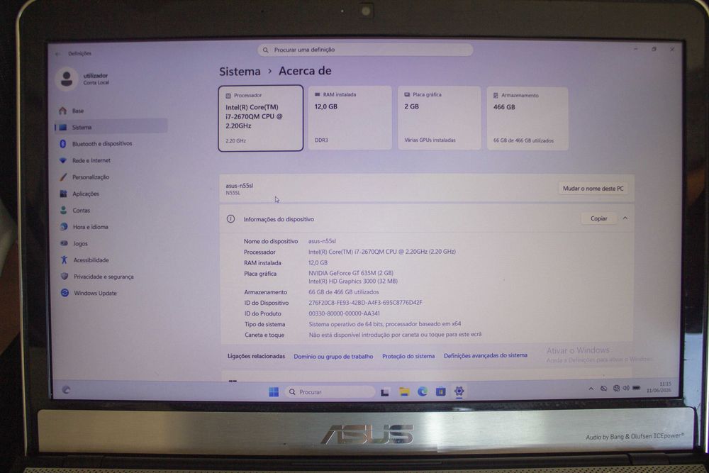 Portátil Asus N55SL