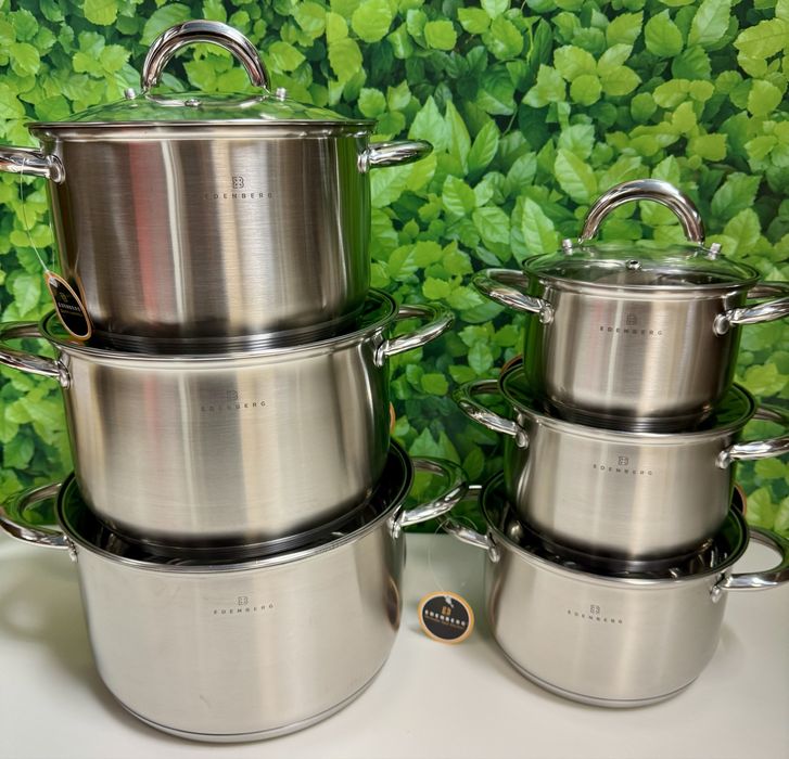 Duży zestaw garnków.12el.  grube dno. Każda kuchenka. Nowy