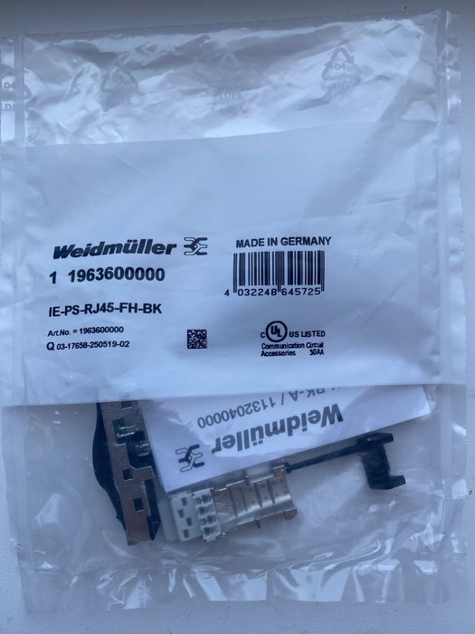 Weidmüller IE-PS-RJ45-FH-BK Роз'єм RJ45, не вимагає інструменту