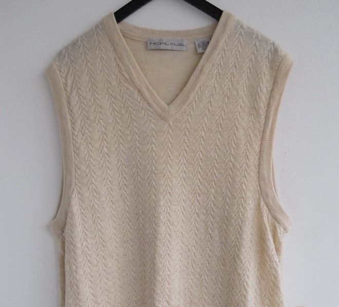 NICKLAUS cieplutka wełniana KAMIZELKA jasny beż 100% WEŁNA r.L