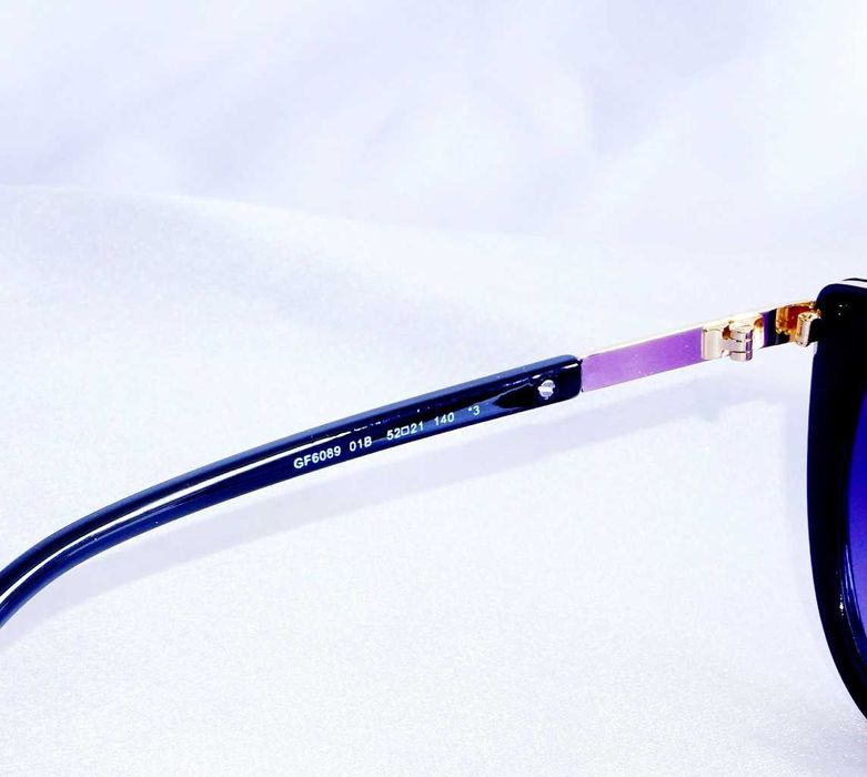 Okulary damskie Guess GF6089 kocie oczy czarne złote kryształki Nowe