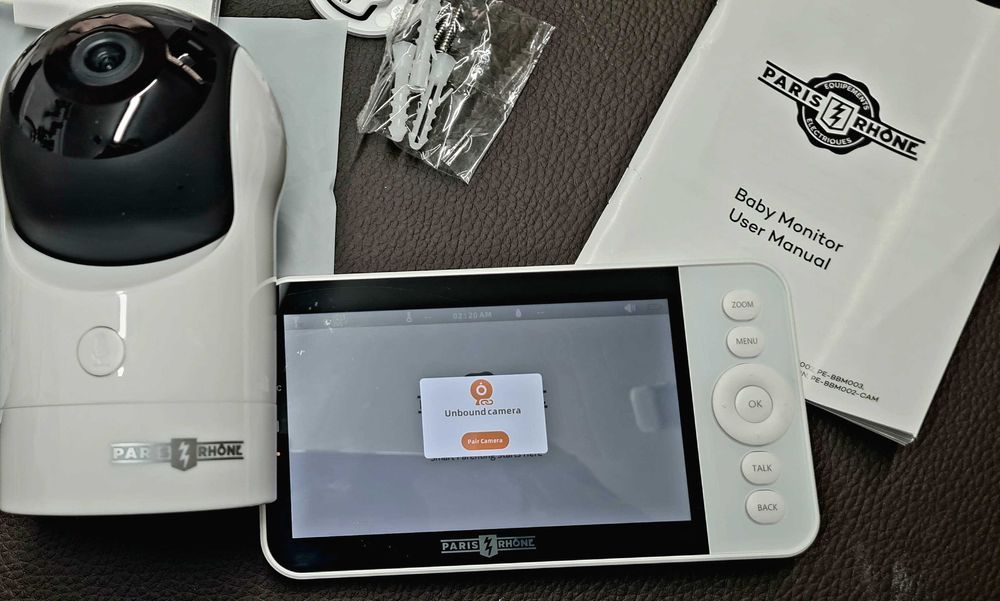 Câmera video WiFi com monitor de bebê, visão noturna, 5 polegadas