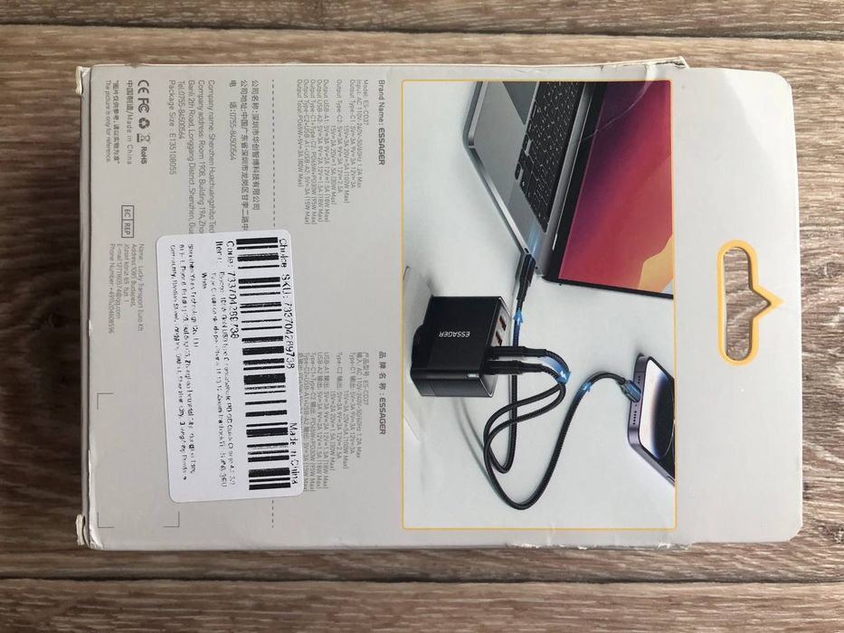 Блок живлення Essager 100W GaN 2USB-A+2typeC
