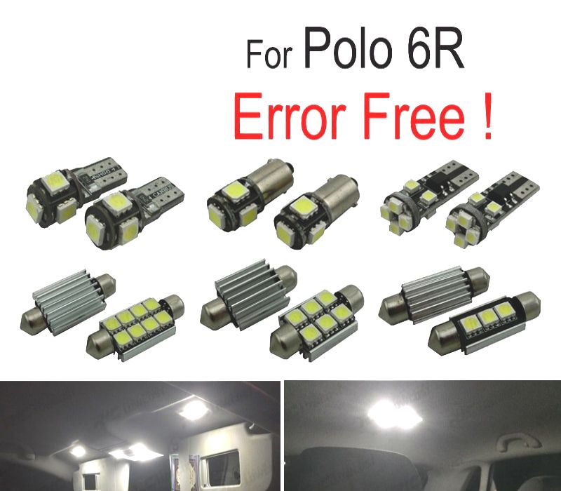 KIT COMPLETO 12 LAMPADAS LED INTERIOR PARA VOLKSWAGEN VW POLO MK5 POLO 6R 09-17