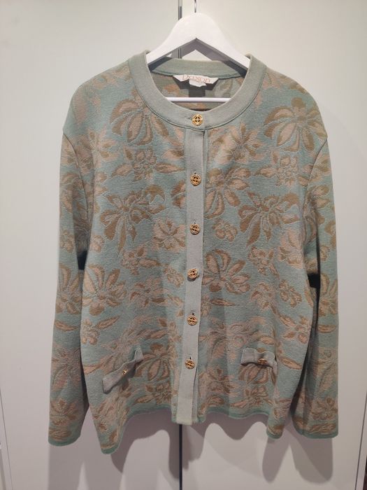 Sweter kardigan 42/44/46 morski złoty jesien zima