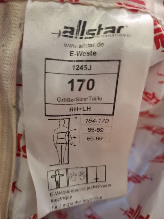 Gilet elétrico esgrima All Star Tam 170, rapaz