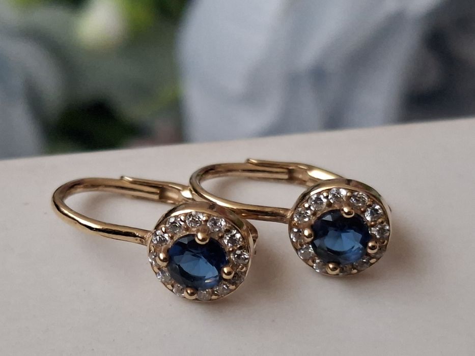 Kolczyki  na biglu,  srebro złocone pr.925