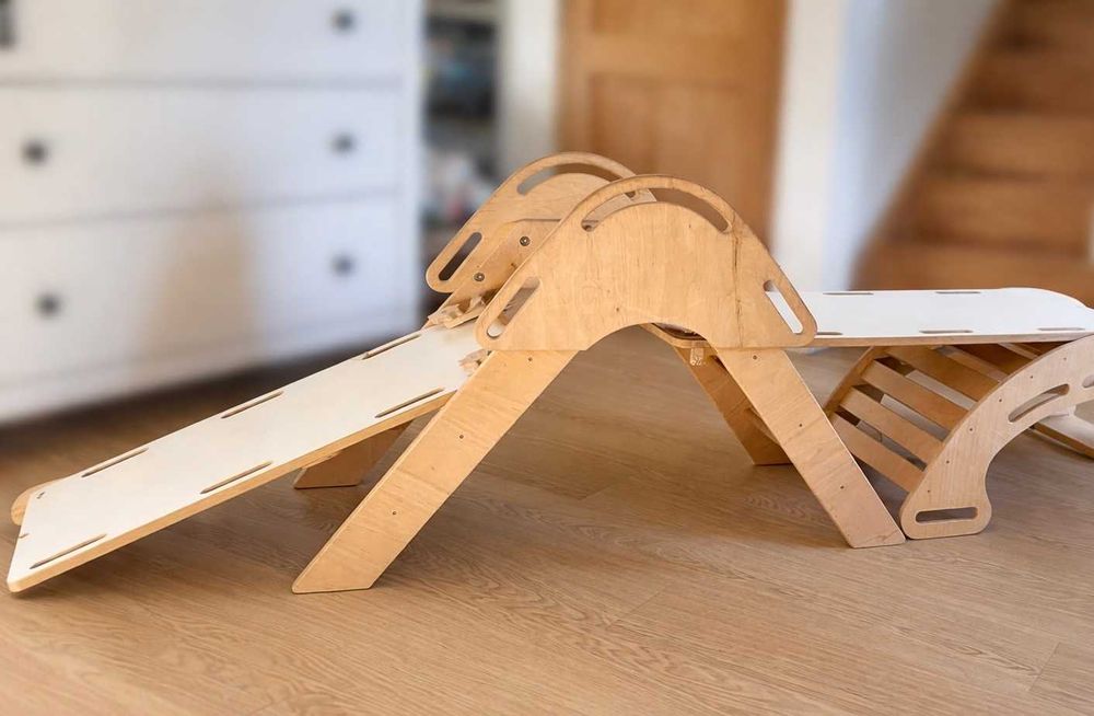 Drewniany zestaw wspinaczkowy, plac zabaw Montessori dla dzieci 3w1