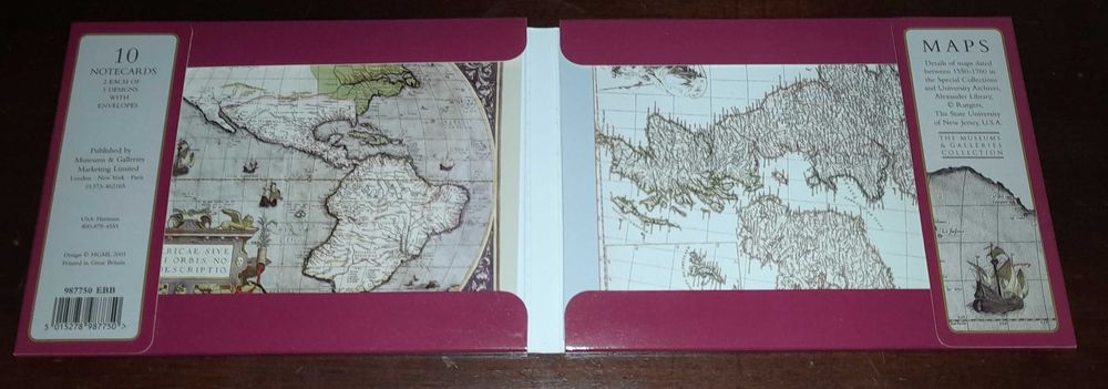 Coleção de 10 notecards de Mapas Antigos