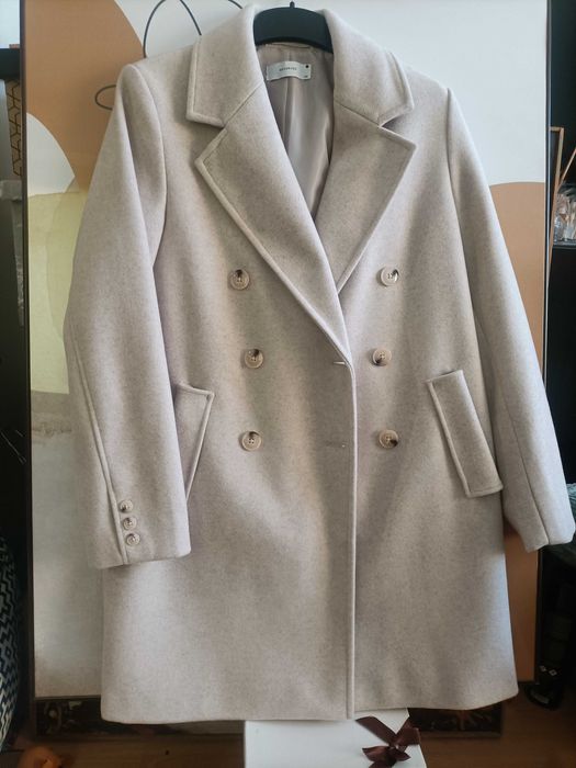 Reserved płaszcz jasny melanż XS