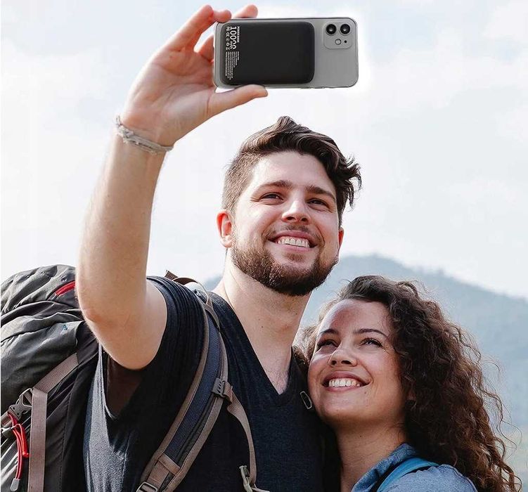 Power bank 10000 mAh czarny FW-32 magnetyczny bezprzewodowy