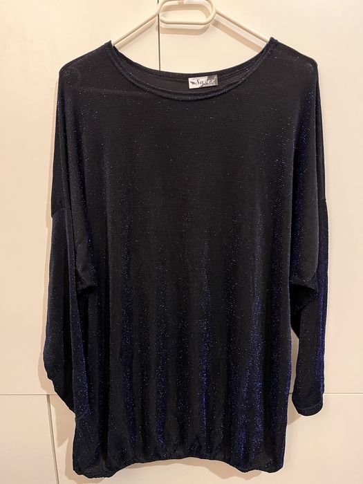 Nowa granatowa bluzka z brokatem