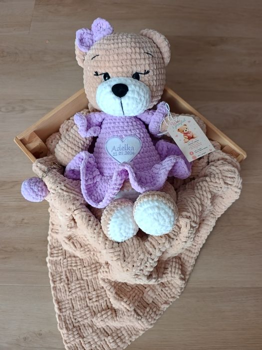 Ręcznie robiony miś szydełkowy mięciutki personalizowany handmade