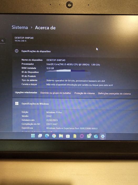 Toshiba tecra z40 i3 4030u 12gb ram 128ssd
