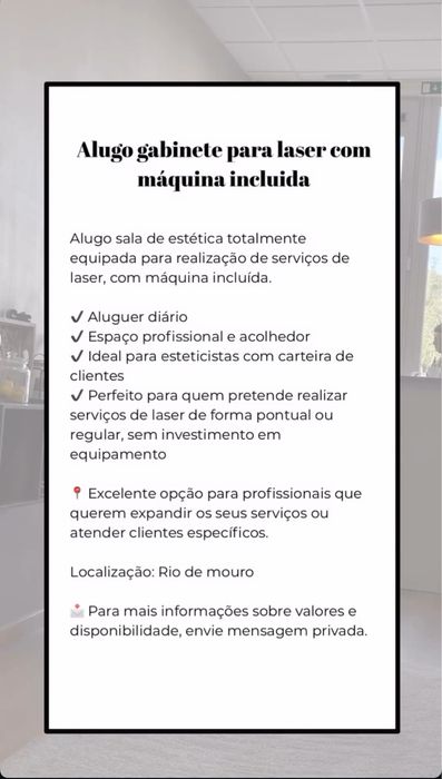 Alugo sala para depilacao a laser com usufruto da maquina