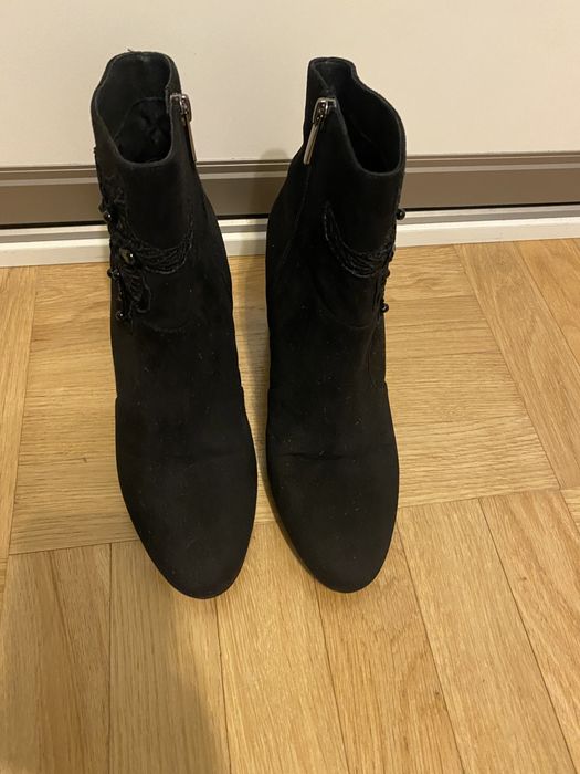 Botki buty eko zamsz jak nowe cafenoir 39 25 cm