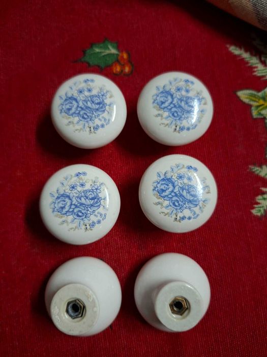 6 puxadores de gaveta em porcelana