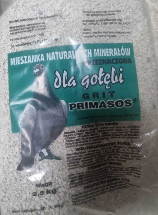 Biały gryt dla gołębi 25 kg PRIMASOS, witaminy
