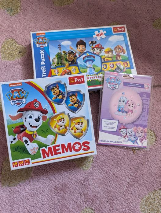 Zestaw Puzzle, memo i balon psi patrol