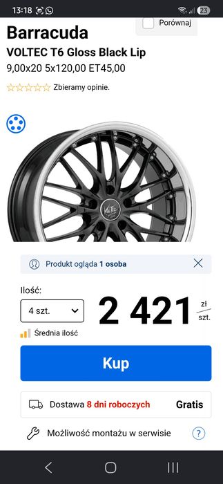 Okazja 5szt Felgi z rantem 5x120 BMW 20" Barracuda Voltec T6