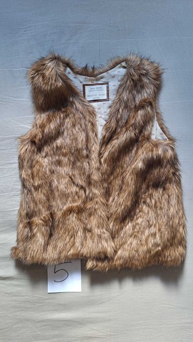 Futrzana kamizelka Zara Girls 140 futerko brązowa bohema boho r. 140