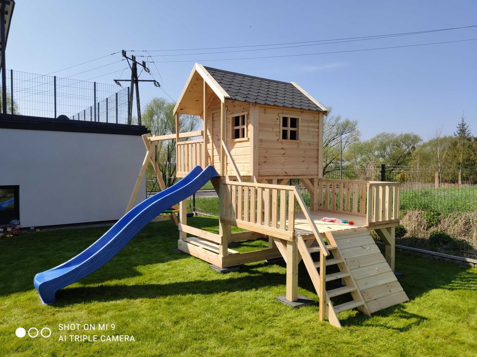 Plac zabaw dla dzieci domek drewniany kantówka 10x10