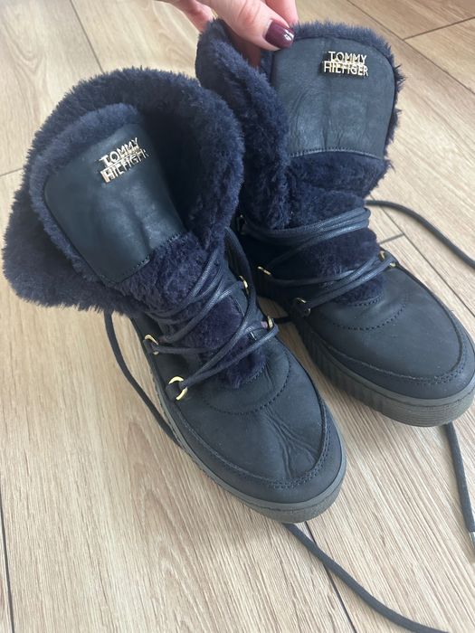 Skórzane botki Buty tommy Hilfiger damskie na zimę 39