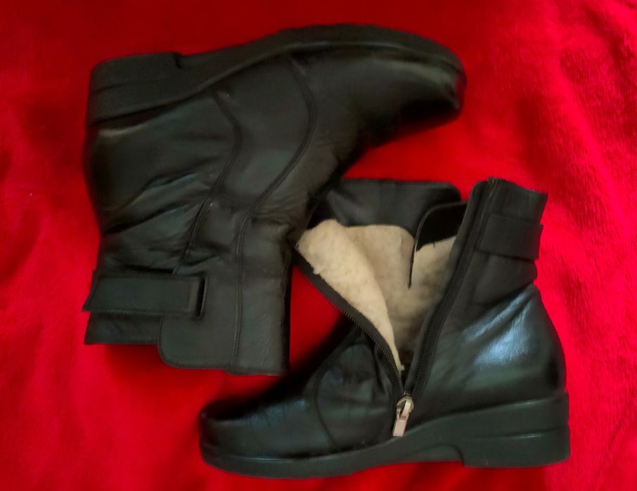 Damskie zimowe skórzane buty