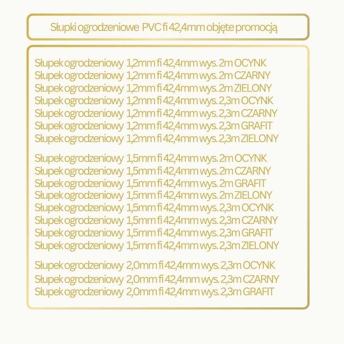 Słupek do siatki ogrodzeniowej fi 42 wys. 2,3m PROMOCJA