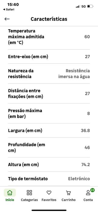 Termoacumulador de 50Litros bom estado