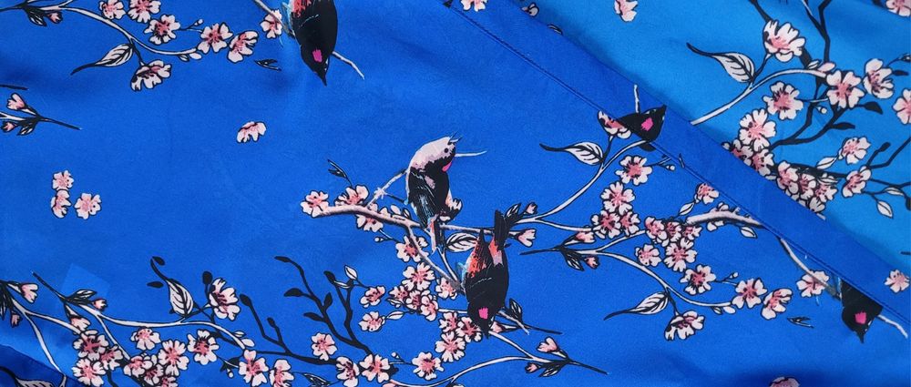 Nowe piękne kimono podomka narzutka niezapinana w kwiatowy print XL