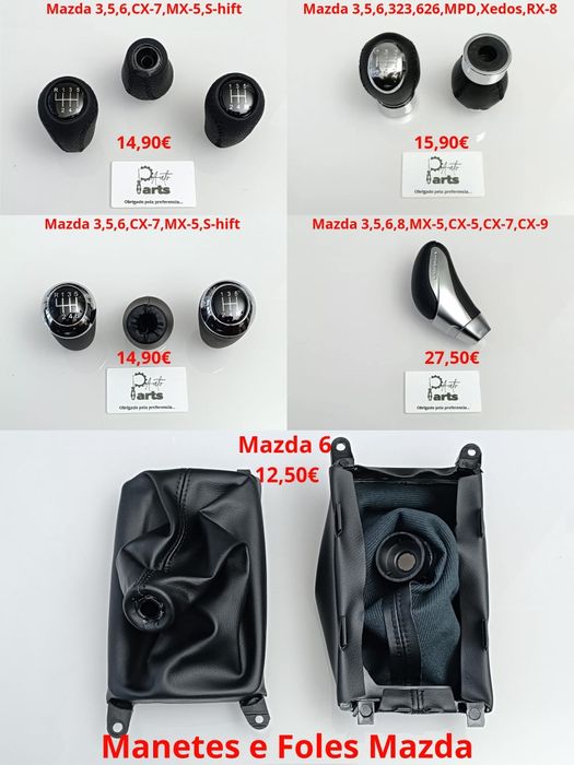 Manete (moca) de velocidades automática ou manual e fole Mazda