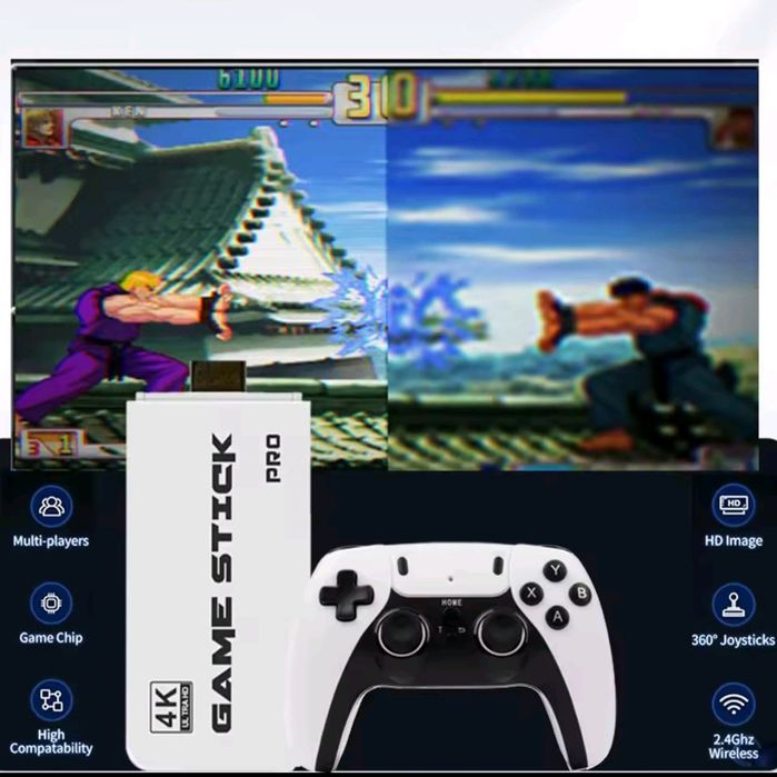 Game Stick 4K М15, 30000+ ігор, 2 бездротові геймпади