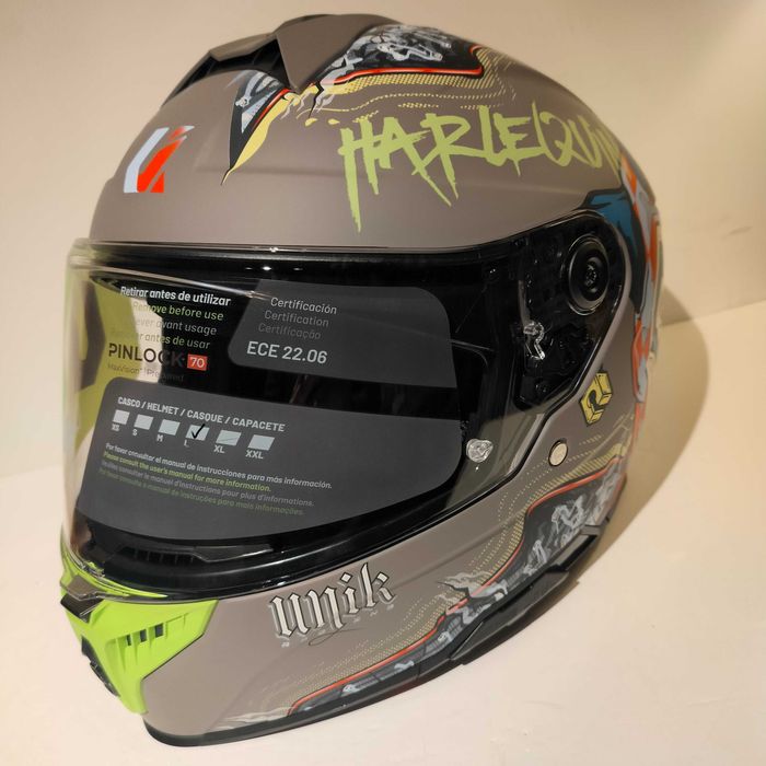 Capacete Integral Unik Ultra DV Harlequin Grey mota scooter novo