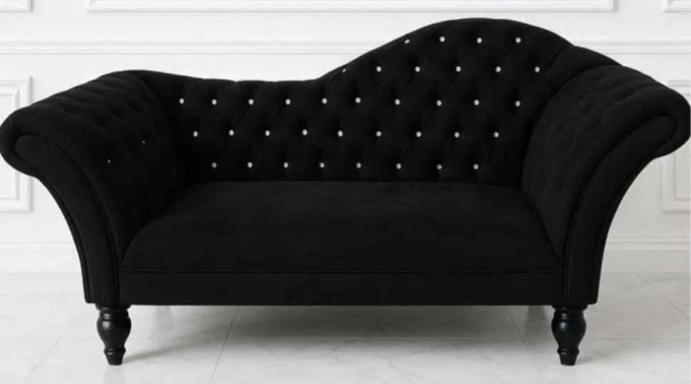 SOFA kanapa wypoczynek Glamour czarna kryształki stylowa chesterfield