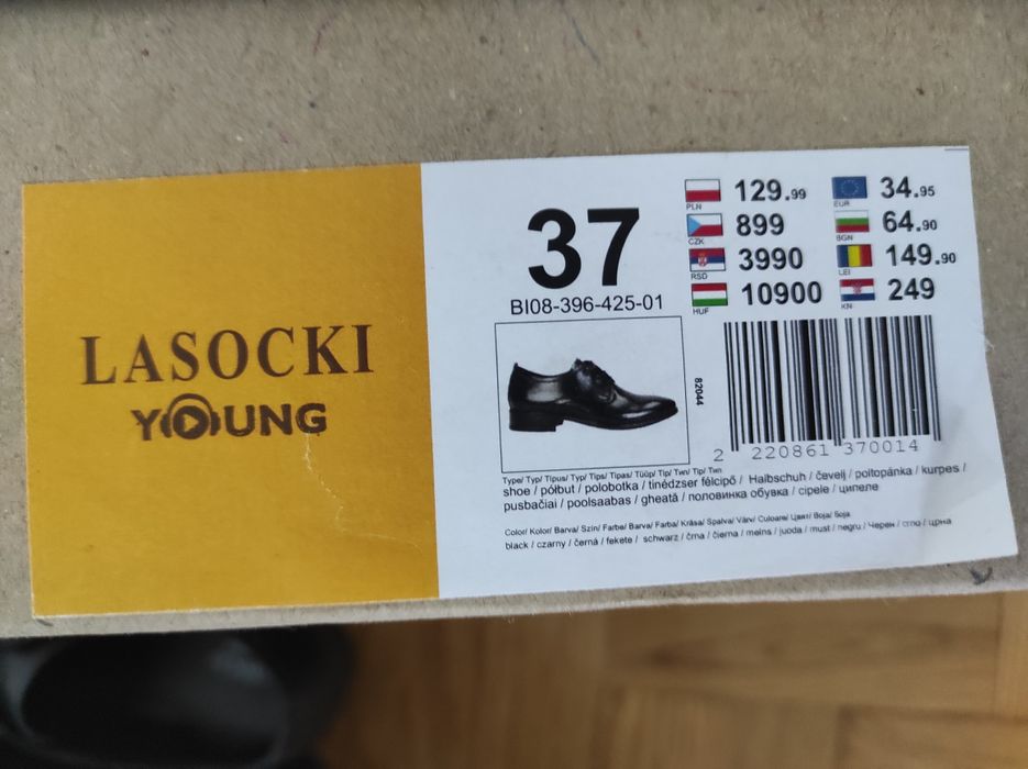 Półbuty czarne 37 Lasocki