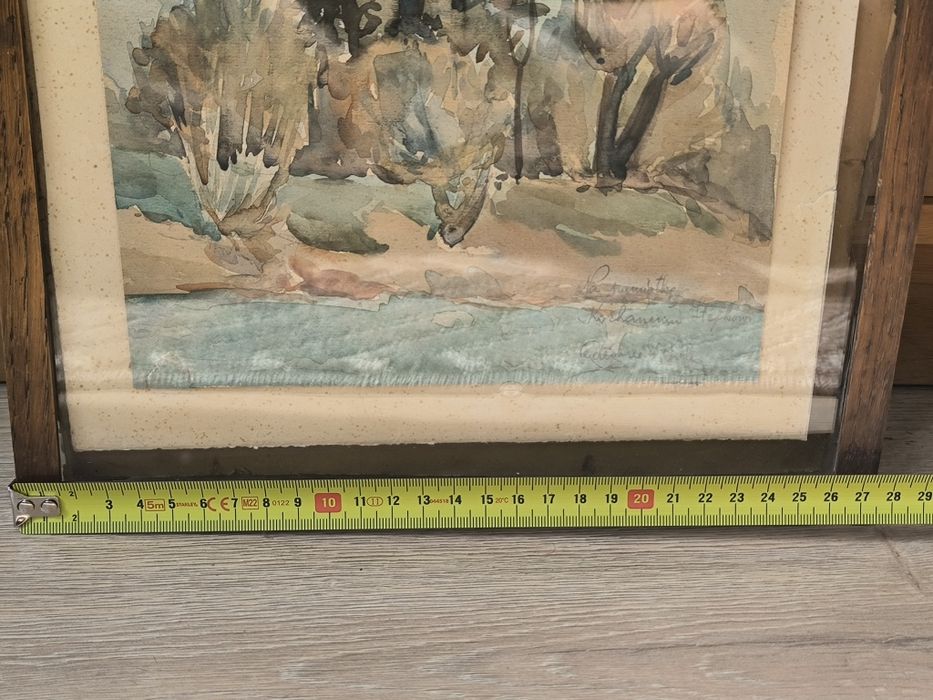 Przedwojenna Akwarela z dedykacją sygnowana