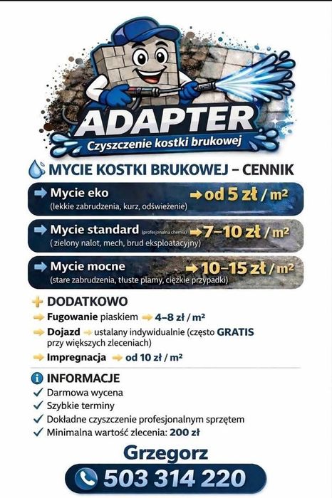 mycie kostki brukowej