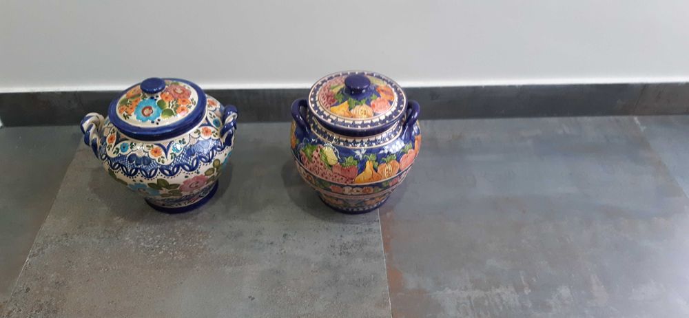 2 Terrinas de sopa em barro, pintadas à mão, Alentejo